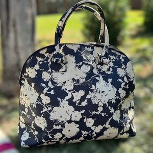 Tori Burch Bag Navy Floral Print Dome Rare EUC